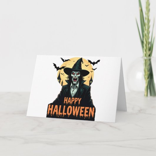 赤目付きハロウィーンホラー魔女 招待状 (正面)