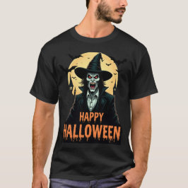 赤目付きハロウィーンホラー魔女 Tシャツ