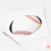 赤目付き白野球 楕円形シール (封筒)