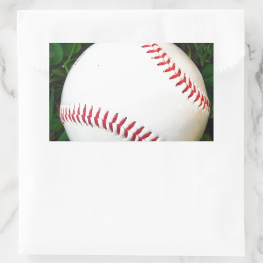 赤目付き白野球 長方形シール (バッグ)