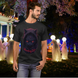 赤目黒猫フード付きスウェットシャツ Tシャツ