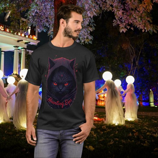 赤目黒猫フード付きスウェットシャツ Tシャツ