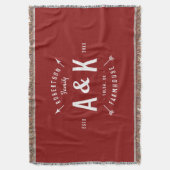 赤矢素朴科モノグラム |編集可能な色 スローブランケット (正面縦)