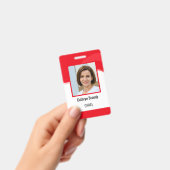 赤社員パーソナライズされた、写真、バーコードおよびロゴ バッジ (手持ち)