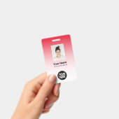 赤社員フォトバーコードロゴ名グラデーション バッジ (手持ち)