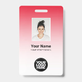 赤社員フォトバーコードロゴ名グラデーション バッジ