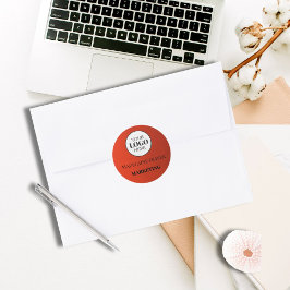 赤社員ロゴ名ステッカー ラウンドシール