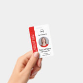 赤社員企業の – ロゴ、写真、バーコードバッジ バッジ (手持ち)