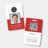 赤社員写真会社ID バッジ (Front & Back)