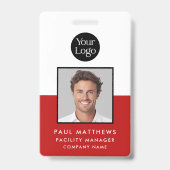 赤社員写真会社ID バッジ (Front)