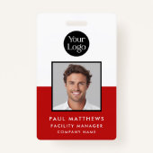 赤社員写真会社ID バッジ (正面)