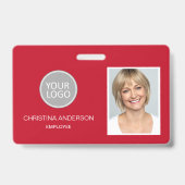 赤社員名ロゴフォトワー企業のク バッジ (正面)