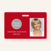 赤社員名ロゴフォトワー企業のク バッジ (正面)