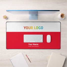 赤社員名、職業、会社のロゴ デスクマット