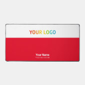 赤社員名、職業、会社のロゴ デスクマット (正面)