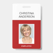 赤社員 – 名前フォトワー企業のク バッジ (正面)