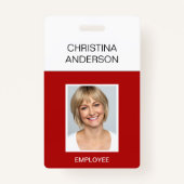 赤社員 – 名前フォトワー企業のク バッジ (正面)