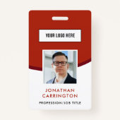 赤社員IDロゴフォトバーコードバッジ バッジ (正面)