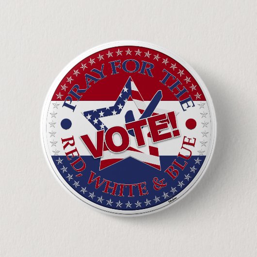 赤祈白青の投票！星形チェック 缶バッジ (正面)