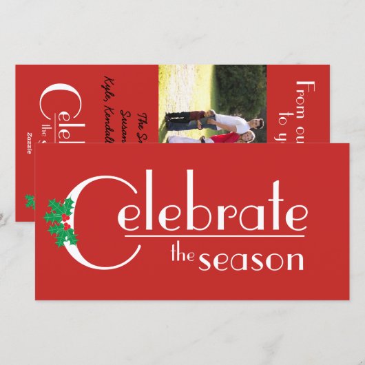 赤祝いフラットカードにシーズンホワイト シーズンカード (正面/裏面)