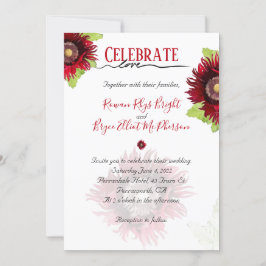 赤祝いポピーをフローラで葉愛する 招待状