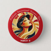 赤祝レトロ国際的女子デー 缶バッジ (正面)