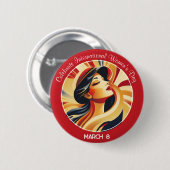 赤祝レトロ国際的女子デー 缶バッジ (正面&裏面)