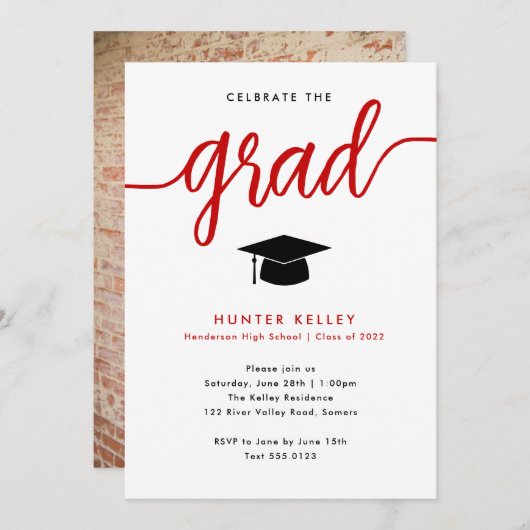 赤祝写真 招待状 (正面/裏面)