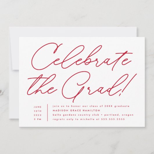 赤祝字卒業会 招待状 (正面)