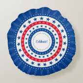 赤祝星、白い星、青い星 ラウンドクッション (裏面)