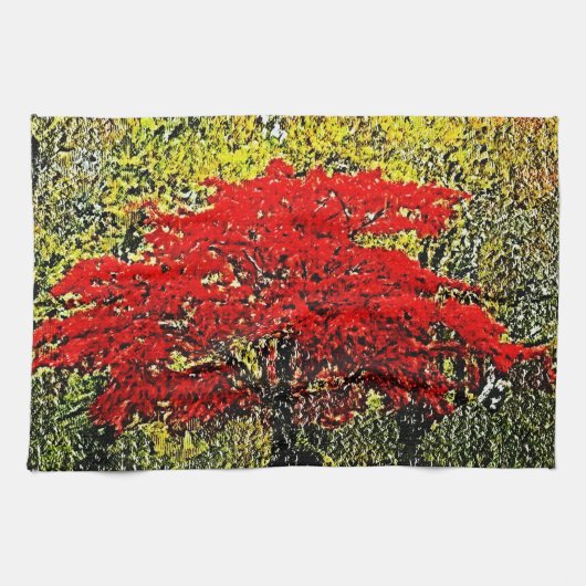 赤秋の絵画アートキッチンタオル キッチンタオル (横)