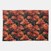 赤秋メープルツリーシームレスパターングラフィック キッチンタオル (横)