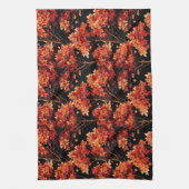 赤秋メープルツリーシームレスパターングラフィック キッチンタオル (縦)