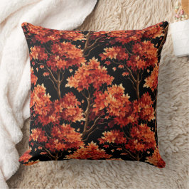 赤秋メープルツリーシームレスパターングラフィック クッション