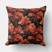 赤秋メープルツリーシームレスパターングラフィック クッション (正面)