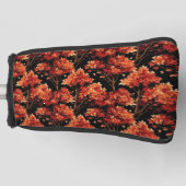 赤秋メープルツリーシームレスパターングラフィック ゴルフヘッドカバー (正面)