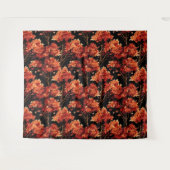 赤秋メープルツリーシームレスパターングラフィック タペストリー (正面(横))