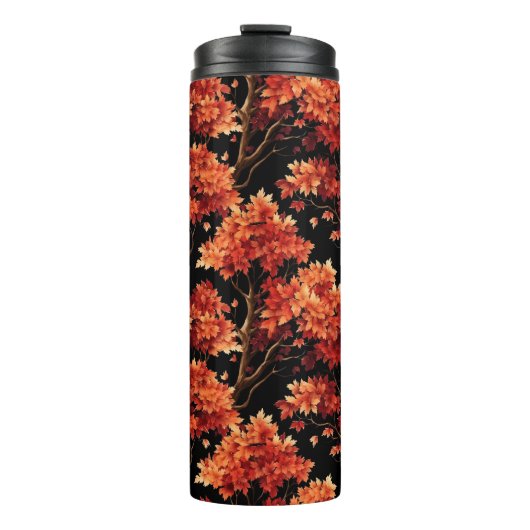 赤秋メープルツリーシームレスパターングラフィック タンブラー (正面)