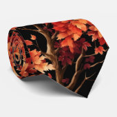 赤秋メープルツリーシームレスパターングラフィック ネクタイ (ロール)