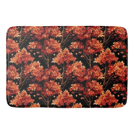 赤秋メープルツリーシームレスパターングラフィック バスマット (正面)