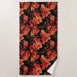 赤秋メープルツリーシームレスパターングラフィック ビーチタオル