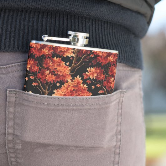 赤秋メープルツリーシームレスパターングラフィック フラスク (インサイチュ)