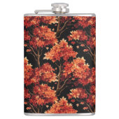 赤秋メープルツリーシームレスパターングラフィック フラスク (正面)