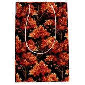 赤秋メープルツリーシームレスパターングラフィック ミディアムペーパーバッグ (正面)