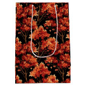 赤秋メープルツリーシームレスパターングラフィック ミディアムペーパーバッグ (裏面)