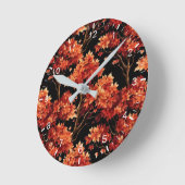 赤秋メープルツリーシームレスパターングラフィック ラウンド壁時計 (傾斜)