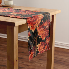 赤秋メープルツリーシームレスパターングラフィック ロングテーブルランナー