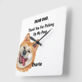 赤秋田おもしろい犬パパ水彩犬アート スクエア壁時計 (傾斜)