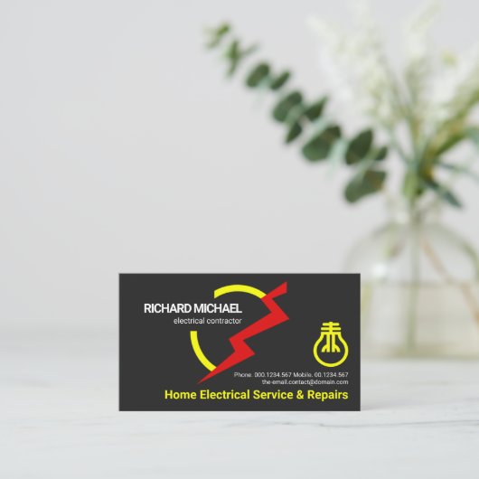 赤稲妻電気メーターゲージ電気技師 名刺 (スタンド正面)