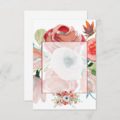 赤空白のとピンクのフローラを結婚費やす 招待状 (正面/裏面)